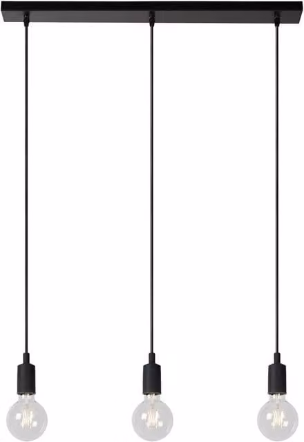 Lucide FIX Dimmable Adjustable Bar Pendant Light in Black with 3 x E27 Sockets – 1