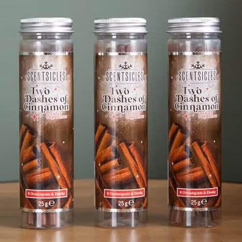 Samuel ALEXANDER Two Dashes of Cinnamon Scented Christmas Hanging Icicle Ornaments, Brown, 3 Packs of 6 x 25g