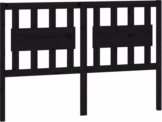 Berkfield Home Rustic Solid Pine Bed Headboard in Black, W: 125.5 cm, D: 4 cm, H: 100 cm – 1