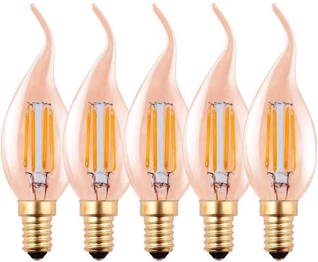 Harper Living Amber Flame Tip E14 LED Bulb, Warm White, Dimmable, Pack of 5