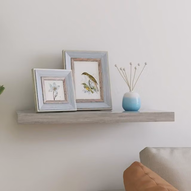 Berkfield Home Floating Wall Shelf in Concrete Grey, W: 60 cm, D: 23.5 cm, H: 3.8 cm