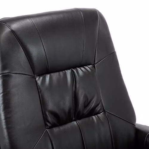 More4Homes Tuscany Black Bonded Leather Swivel Recliner Massage Chair with Footstool and 8-Motor Massage Unit – 4