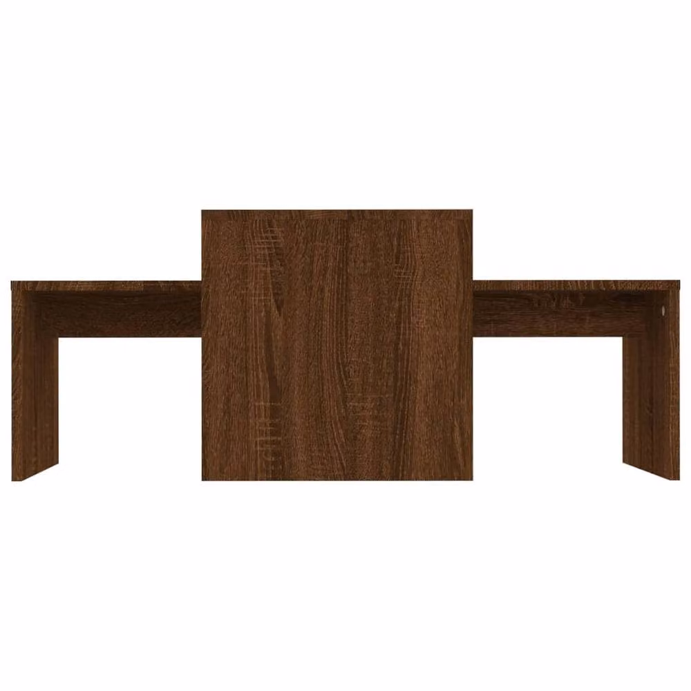 Berkfield Home Brown Oak Nested Coffee Table Set in Engineered Wood, W: 100 cm, D: 48 cm, H: 40 cm – 4