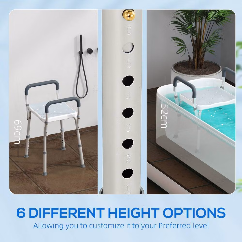 STILVORA Adjustable Bath Chair with Armrests in Blue – 4