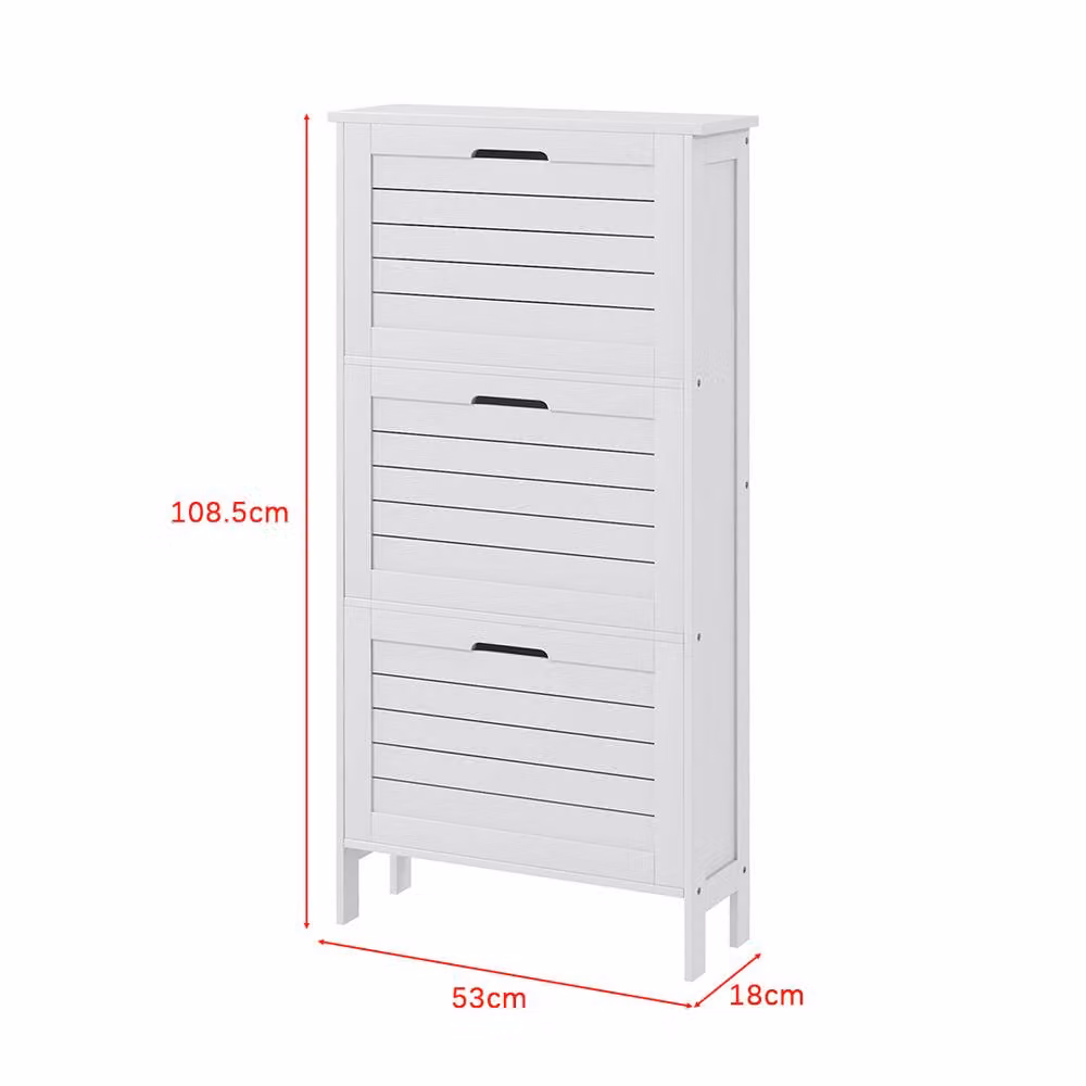 ERGOVEXA Modern White Lacquered Narrow Shoe Cabinet with 3 Tilting Compartments – 2