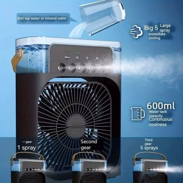 FLAVORA Black Mini Portable Air Cooler Fan – 1
