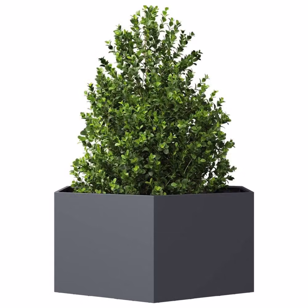 Berkfield Hexagon Steel Garden Planter in Anthracite and Black, W/D/H: 104 x 90 x 45 cm – 3
