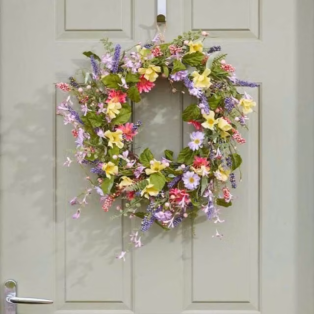 Garden Mile Spring Floral Hanging Wreath in Multicolour