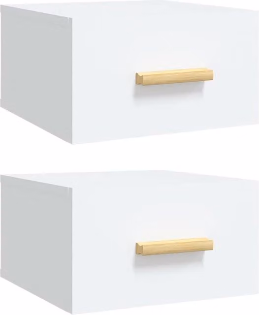 Berkfield Home Wall-mounted Bedside Cabinets, 2 Pack, White, W/D/H: 35 x 35 x 20 cm