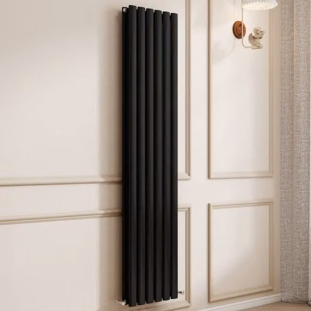 Banyetti Orva Black Vertical Double Oval Column Radiator H 160 cm x W 35.4 cm