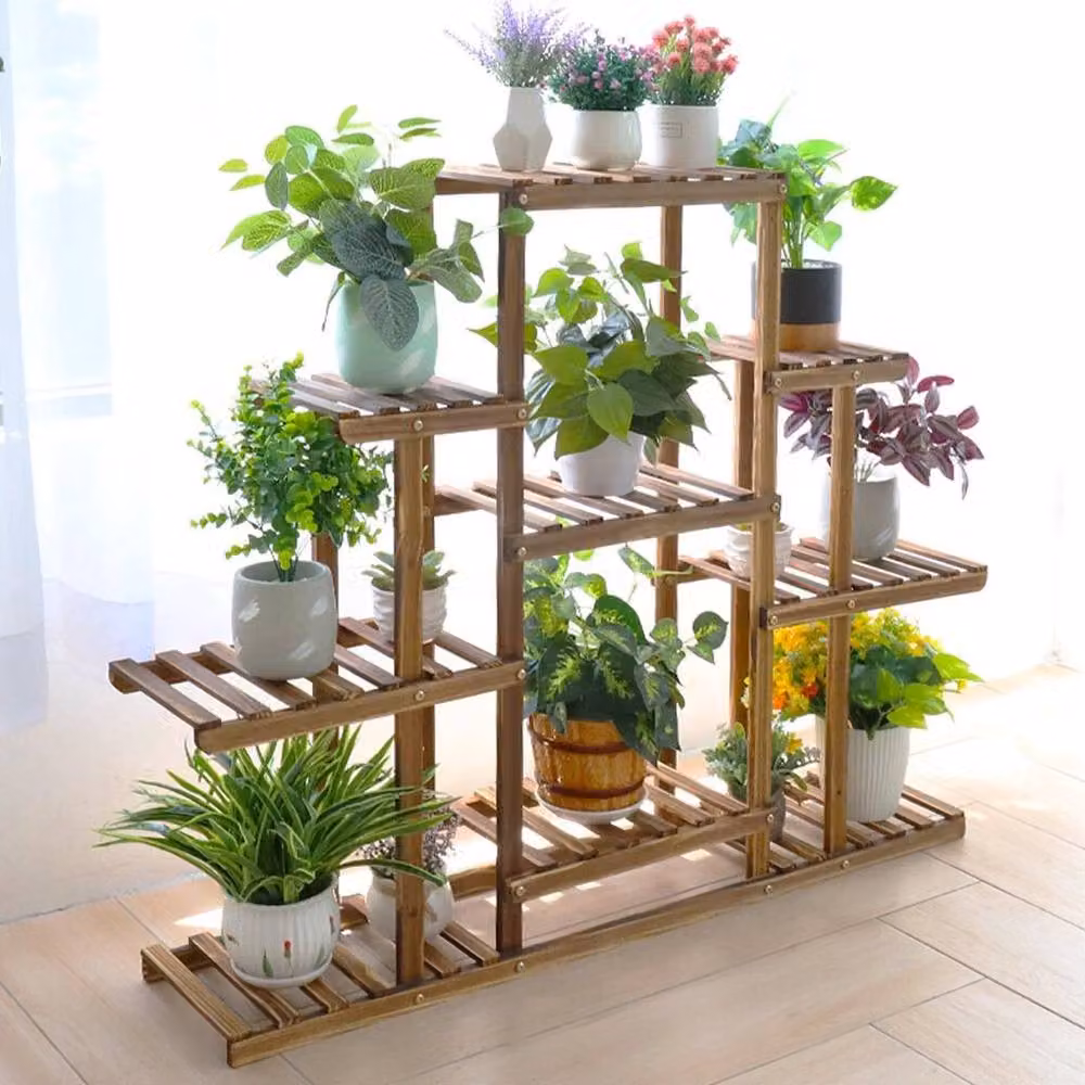 SPETLEK 6 Tiered Wooden Plant Stand in Brown, W/D/H: 25.0 x 96.5 x 115.0 cm – 3