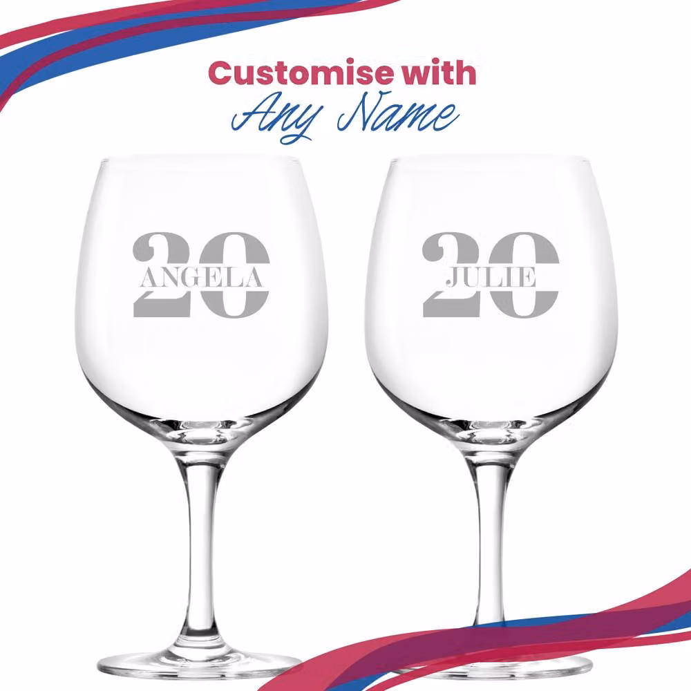 Uniqueful Personalised 20th Birthday Spanish Gin Copa Balloon Cocktail Glass in Clear – 3