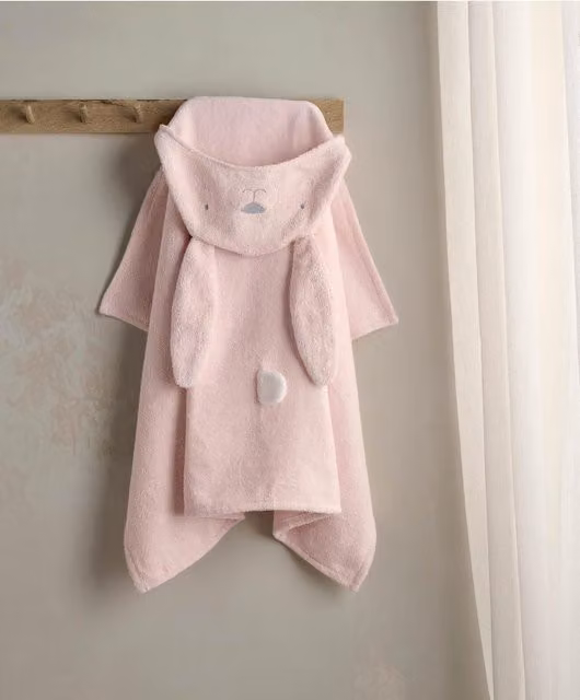 Mamas & Papas Pink Bunny Hooded Baby Towel in Fluffy Cotton Terry
