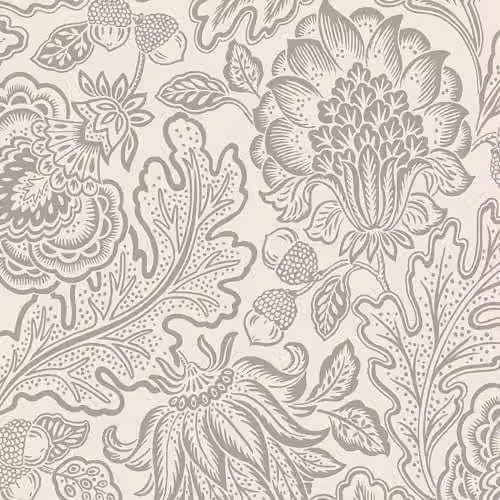 Belgravia Fernhurst Floral Trail Botanical Wallpaper in Silver and White – 1