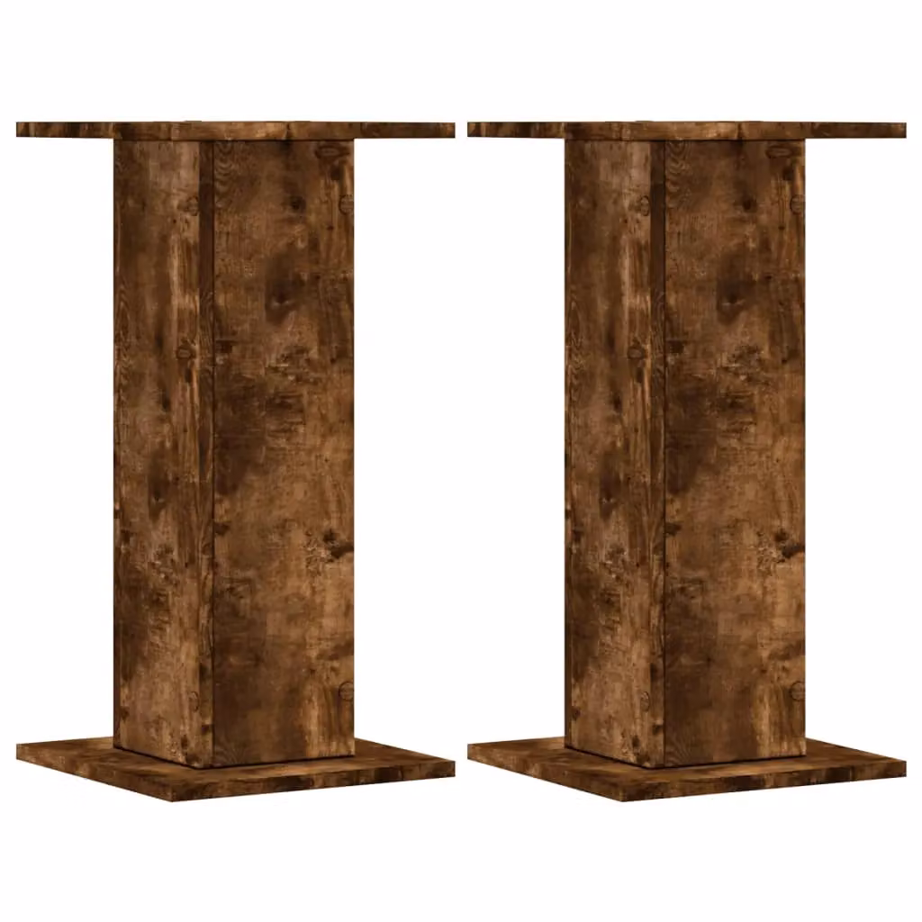 Berkfield Home Set of 2 Smoked Oak Plant Stands in Brown, W/D/H: 30 x 30 x 60 cm – 2