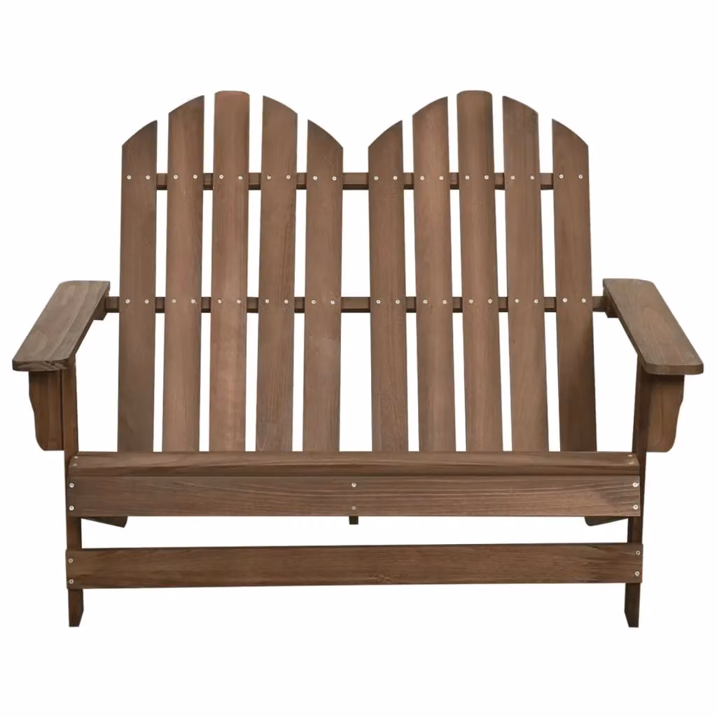 Berkfield Home 2-Seater Garden Adirondack Chair in Brown Solid Wood – 2