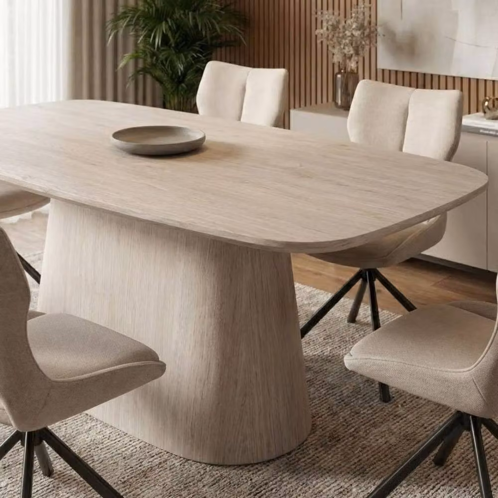HOME LUXE INTERIOR Davos Grey Ceramic Oval Dining Table and 6 Roseland Swivel Chairs – 4