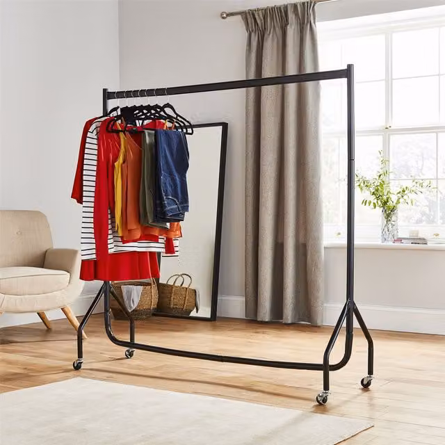 House of Home Heavy Duty Metal Clothes Rail in Matt Black, H 152.4 cm x W 152.4 cm – 1