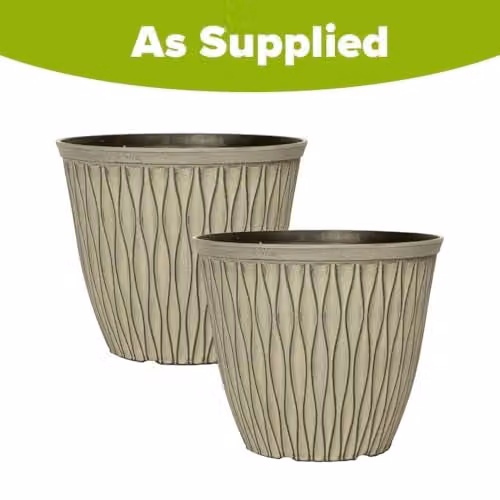 YouGarden Pair of Laval Planters in Grey, 26cm Diameter Plastic Tubs – 2