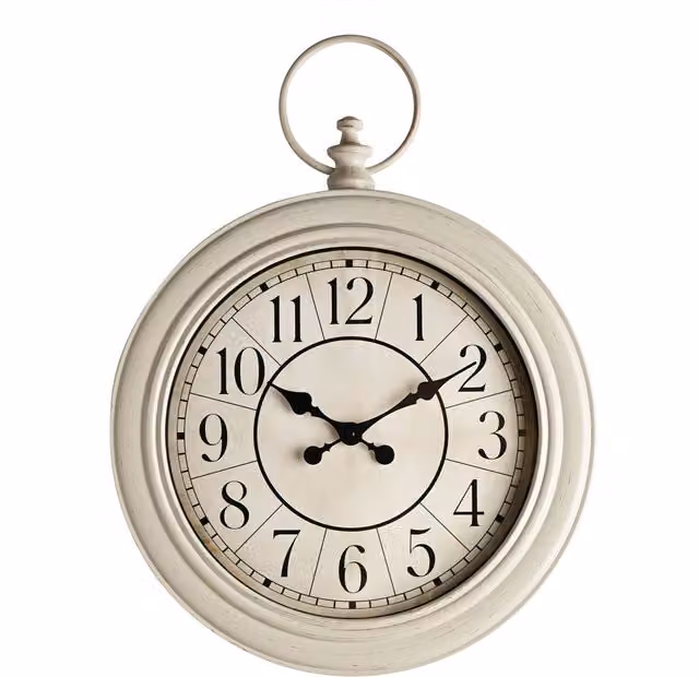 HOMETIME Antique Round Analog Wall Clock in White
