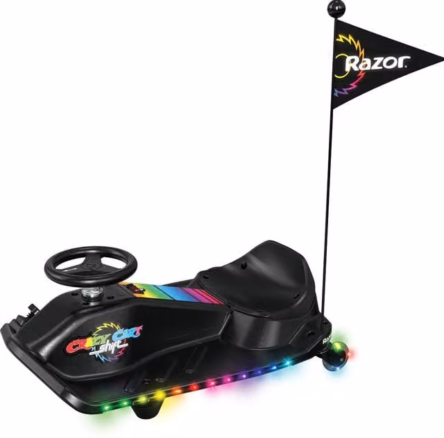 Razor Crazy Cart Shift Lightshow Electric Ride On Vehicle in Black and Multicolour