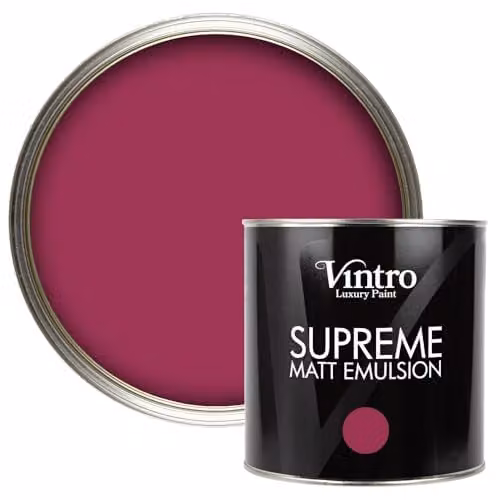 Vintro Luxury Matt Emulsion Multi Surface Paint in Rosy Raven Magenta, 2.5 l