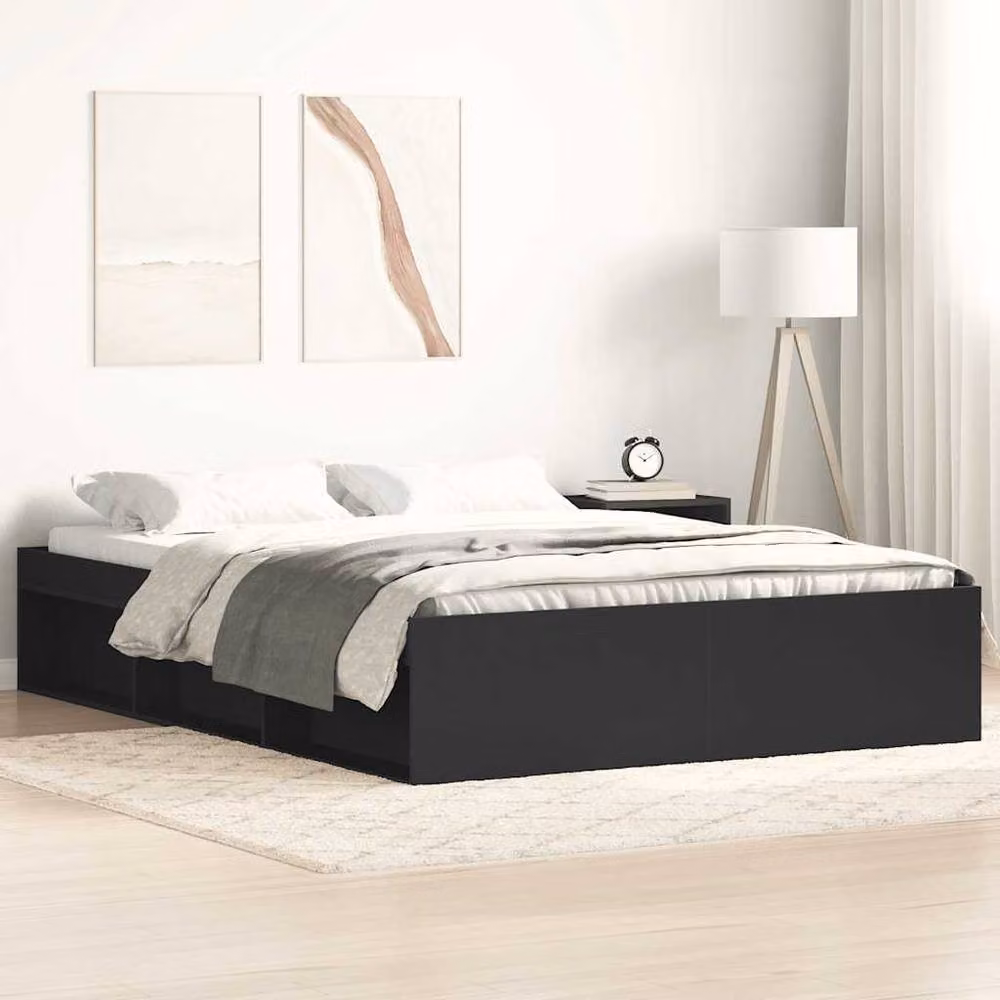 Berkfield Home Modern Black Bed Frame with Side Compartments, W/D/H: 120 x 200 cm – 2