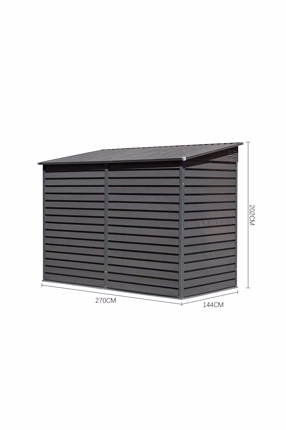 H&O Direct Grey Steel Outdoor Tool Storage Shed, W/D/H: 270 x 202 x 144 cm – 3
