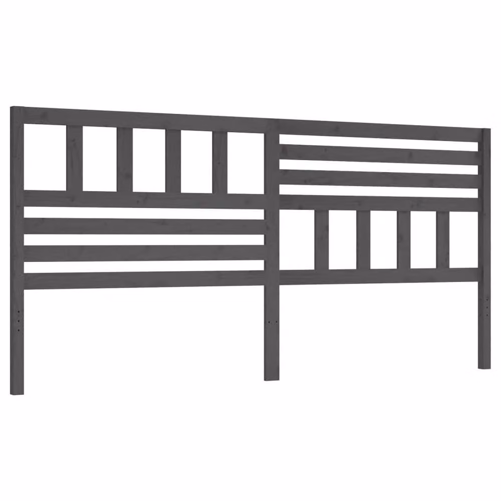 Berkfield Home Beautiful Grey Solid Pine Wood Bed Headboard W: 206 cm, D: 4 cm, H: 100 cm – 2