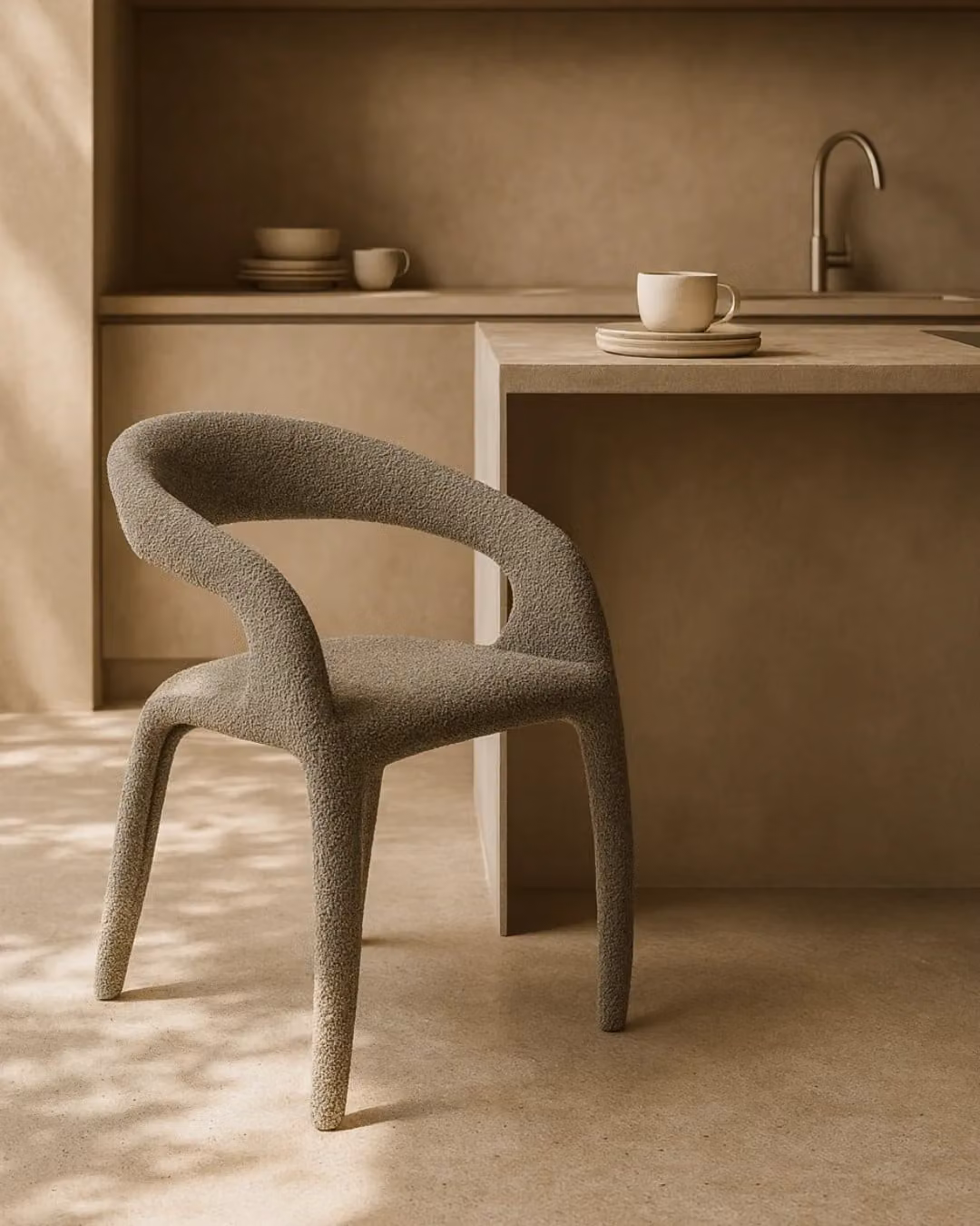 Tommy Franks Escada Dining Chair in Grey Bouclé Fabric