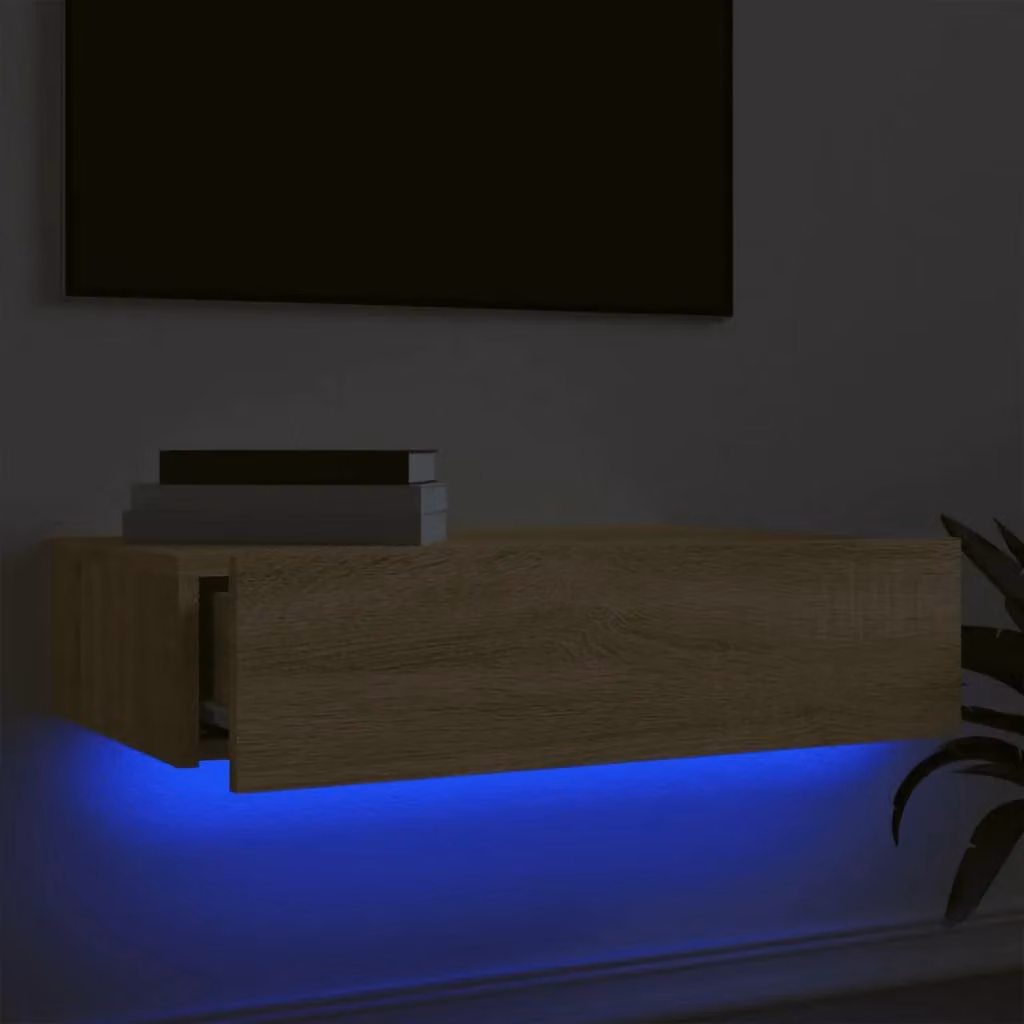 Berkfield Home TV Cabinet with LED Lights in Sonoma Oak Brown, W/D/H: 60 x 35 x 15.5 cm – 3
