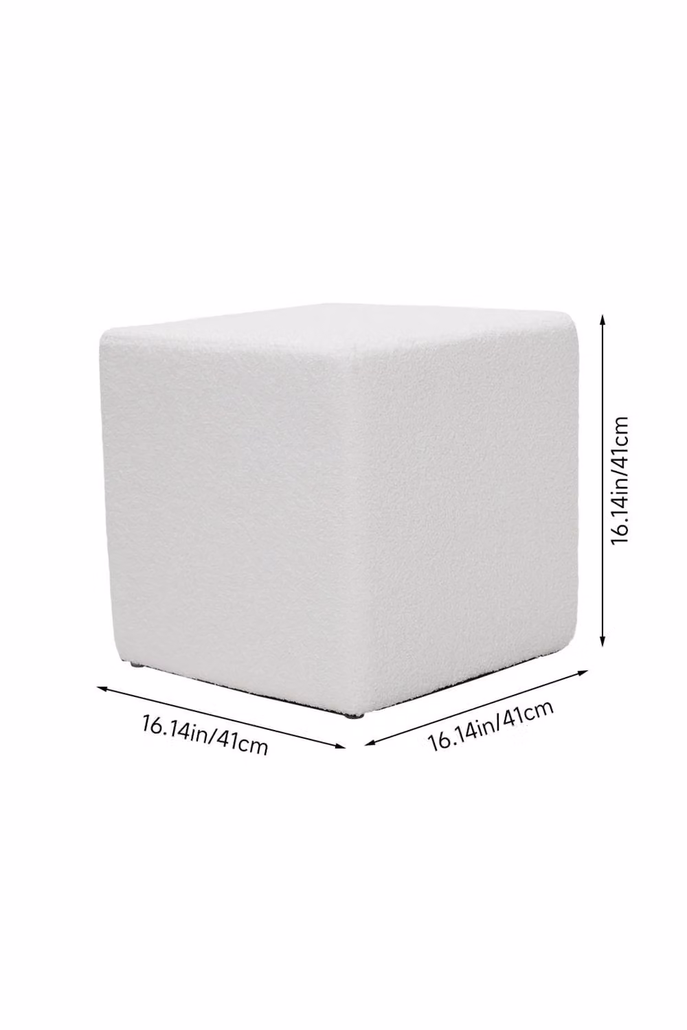 Living and Home White Teddy Fleece Upholstered Cube Footstool – 4