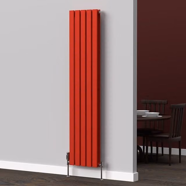 Lux Heat Flat Coloured Vertical Radiator in Red, H 160 cm x W 35 cm
