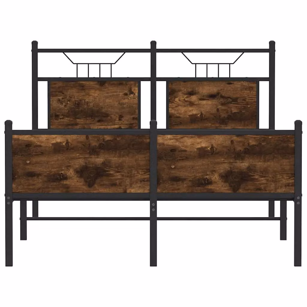 Berkfield Home Small Double Bed Frame in Smoked Oak and Brown Engineered Wood, W/D/H: 120 x 200 cm – 3