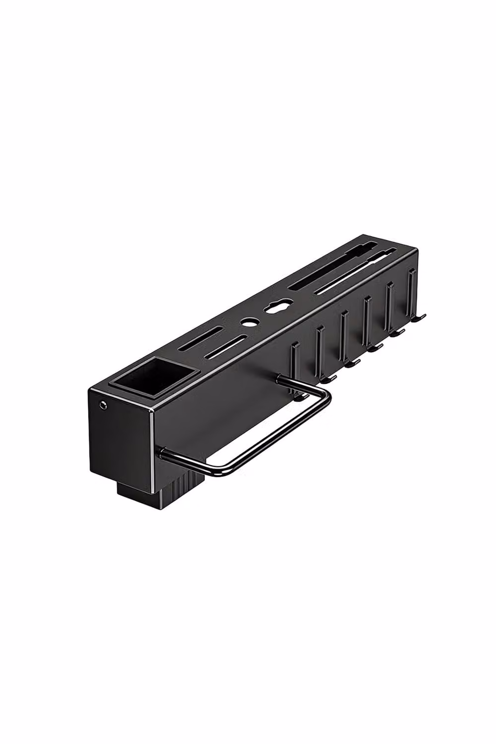 Garden Sanctuary Black Metal Wall-Mounted Self-Adhesive Kitchen Utensil Storage Rack – 2