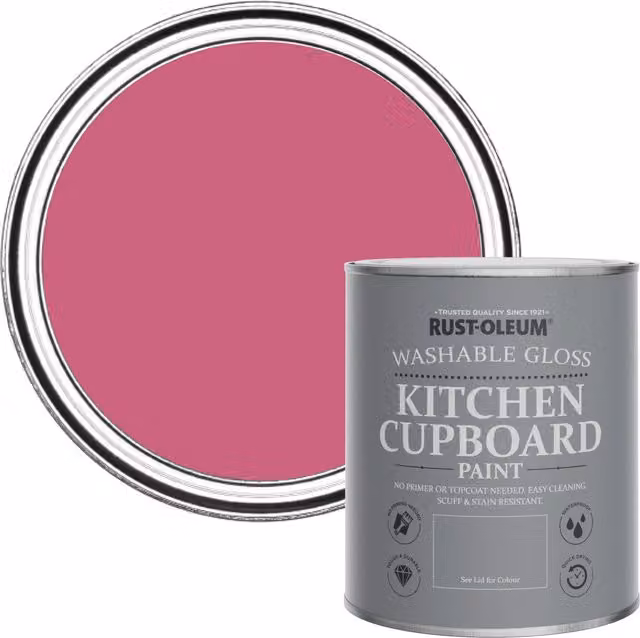 Rust-Oleum Kitchen Cupboard Paint in Gloss Finish, Pink, 0.75 l