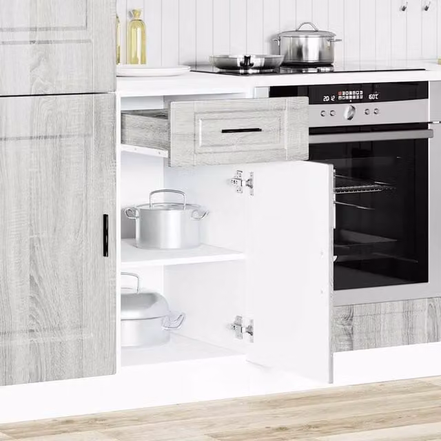 Berkfield Home Porto Kitchen Base Cabinet in Grey Sonoma Engineered Wood, H 81.5 x W 46 x D 40 cm – 1