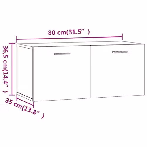 vidaXL Wall Cabinet in Smoked Oak, W/D/H: 80 x 35 x 36.5 cm – 3