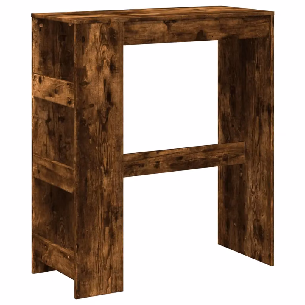 Berkfield Home Bar Table with Racks in Smoked Oak Brown, W/D/H: 90 x 40 x 103.5 cm – 2