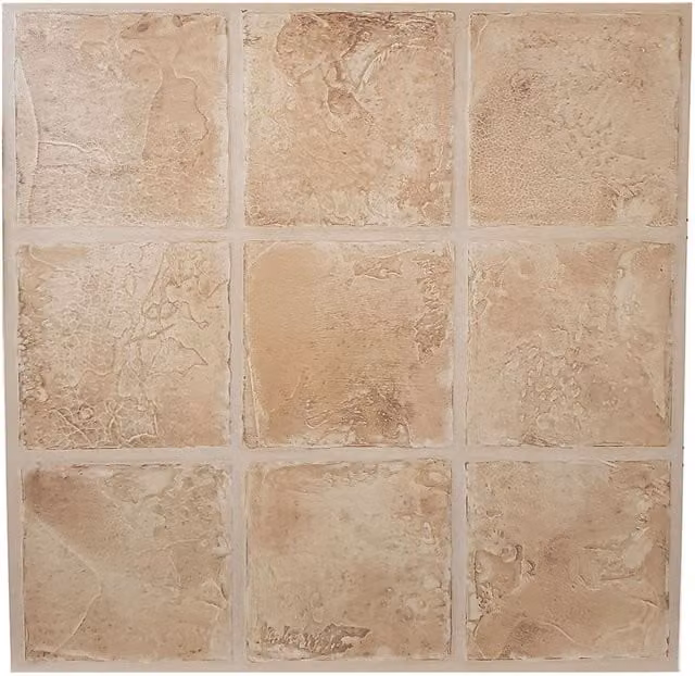 YoL Stone Effect Vinyl Floor Tiles in Beige and Yellow, 32 Pack