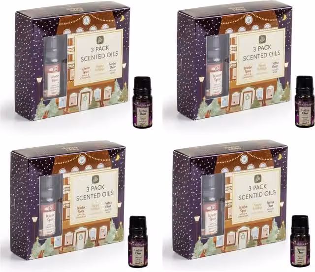 Pan Aroma 12 Pack Christmas Festive Scented Essential Oils for Fragrance Burners and Potpourri, 10ml Each, Multicolour