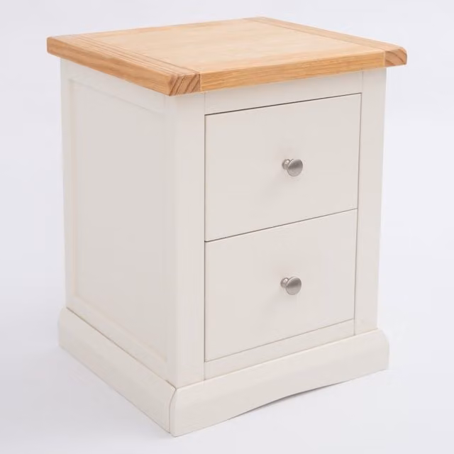 Cabinet Bits Castelli 2 Drawer Bedside Table in White Waxed Pine