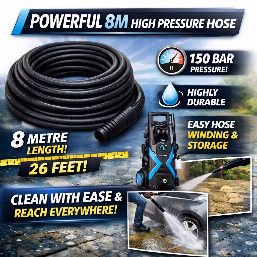 Pro-Kleen Electric Pressure Washer in Black, 2200W with 165 Bar Max Pressure and 8m Hose – 3