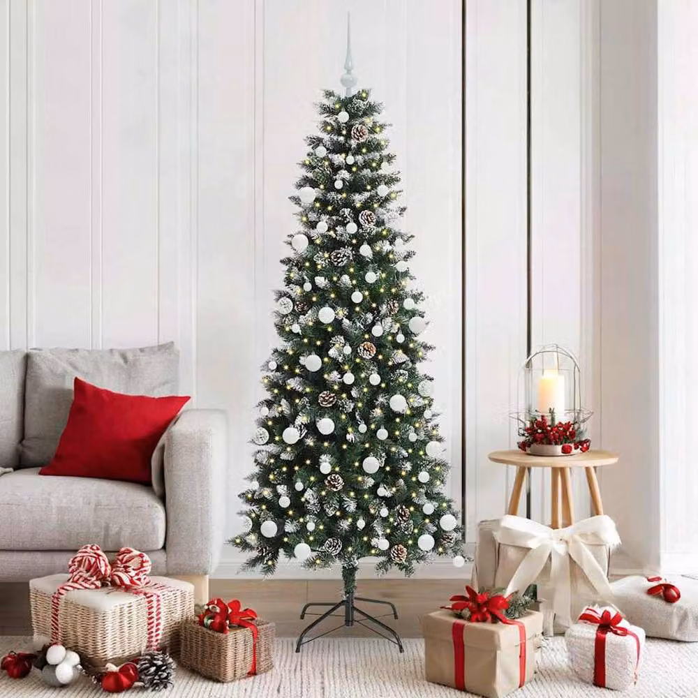 Berkfield Home Elegant Artificial Christmas Tree with 300 LEDs, Green, H x W x D: 180 x 76 x 76 cm – 2