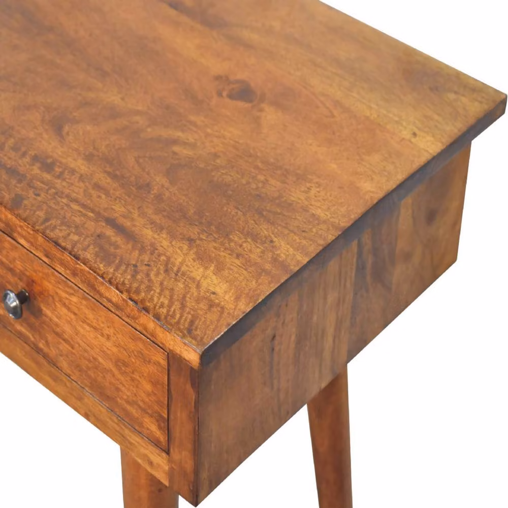 STILVORA Minimalist 3 Drawer Mango Wood Console Table in Brown Matt Finish – 3