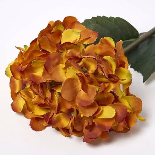 Homescapes Artificial Hydrangea Stem in Orange and Green, 81 cm – 2
