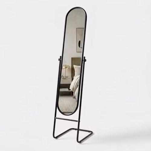 Harbour Housewares Round Full-Length Freestanding Mirror in Black, H 153 cm x W 30 cm x D 30 cm – 1