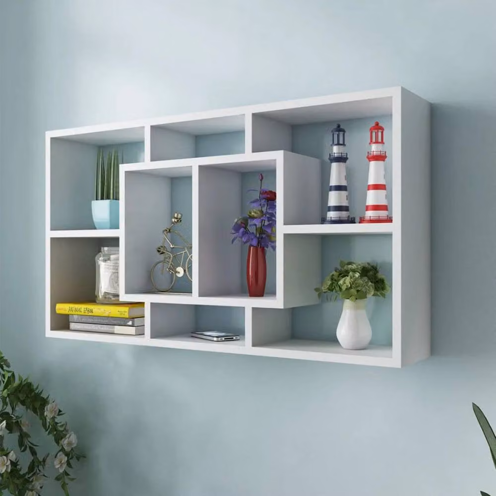 Berkfield Home White Wall Mounted Cube Display Shelf with 8 Compartments – 2