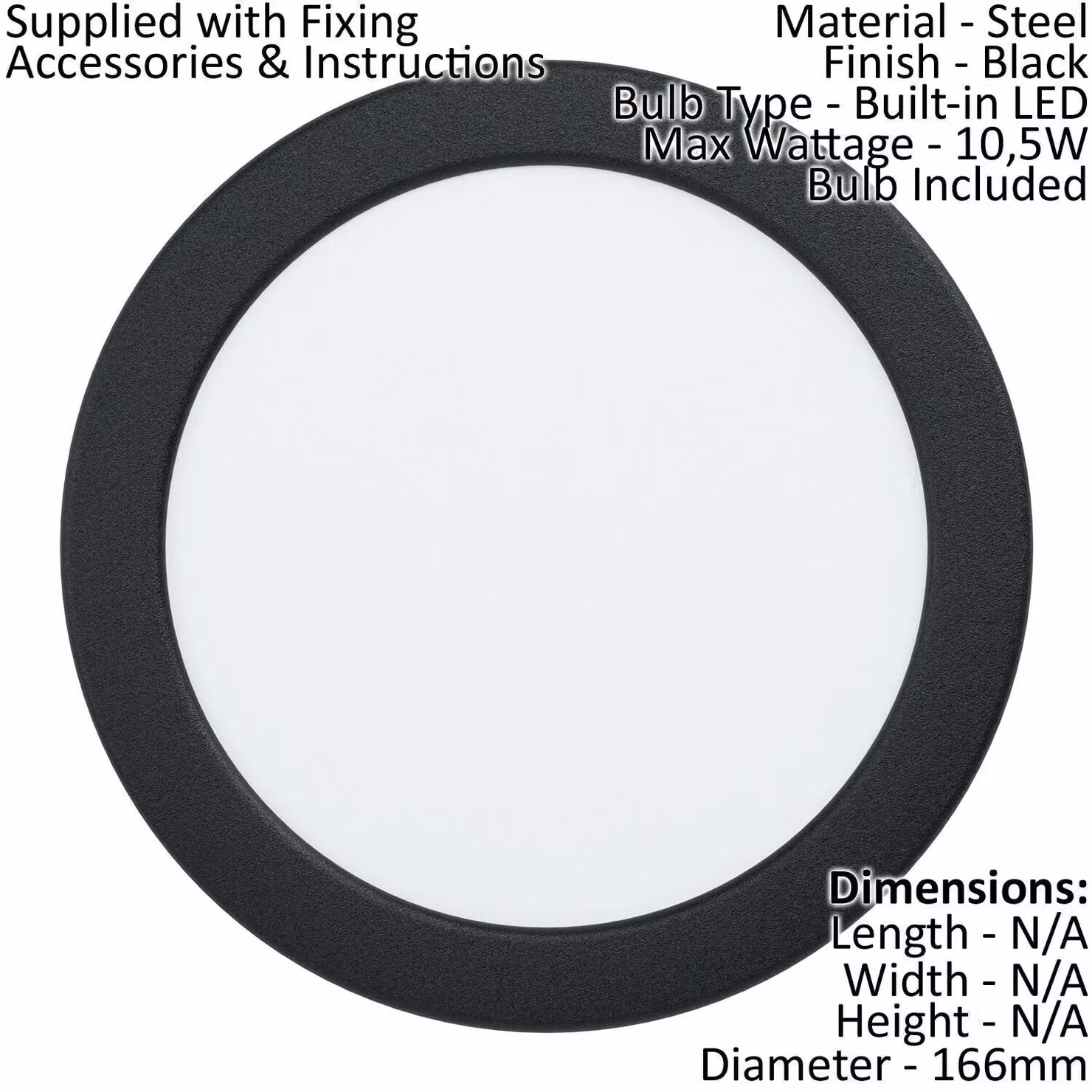 Loops 2 Pack Black LED Wall and Ceiling Flush Downlight Recess Spotlight 10.5W – 2