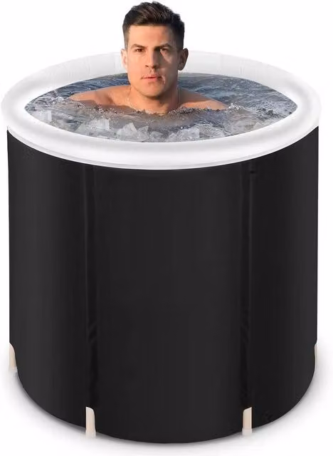 EONLION Large Portable Ice Bath Tub with Lid for Cold Water Therapy, Black, W: 200 cm, D: 100 cm
